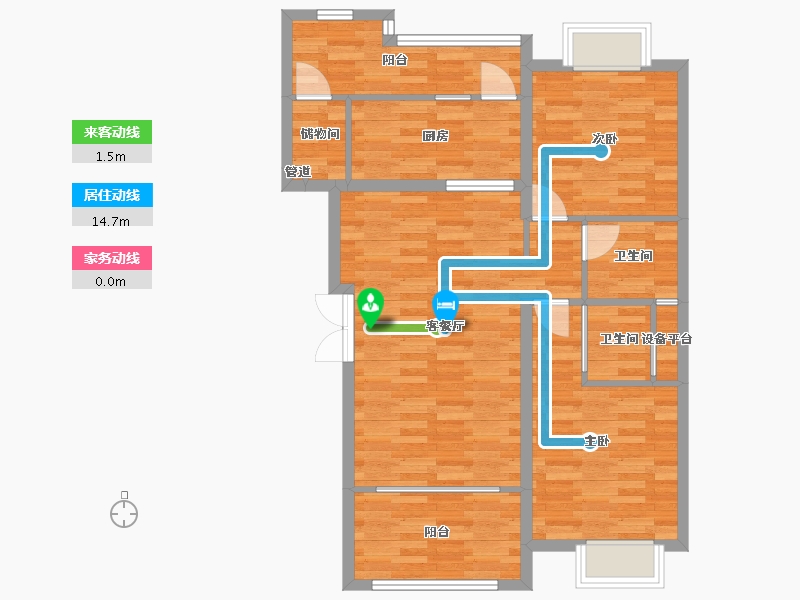 重庆-重庆市-泰德晟景台套内82m²-82.00-户型库-动静线