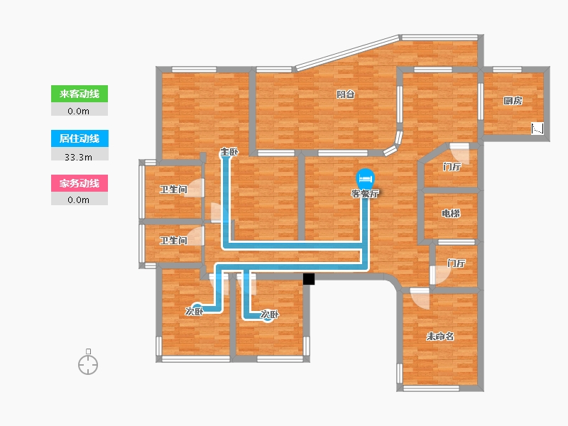 重庆-重庆市-龙湖九里晴川套内125m²-145.44-户型库-动静线