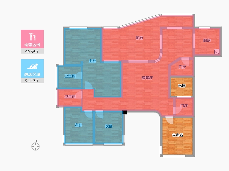 重庆-重庆市-龙湖九里晴川套内125m²-145.44-户型库-动静分区