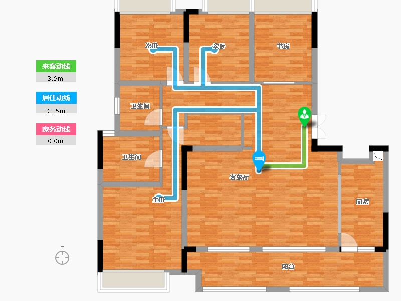 重庆-重庆市-樾千山13号楼,14号楼,15号楼套内139m²-132.15-户型库-动静线