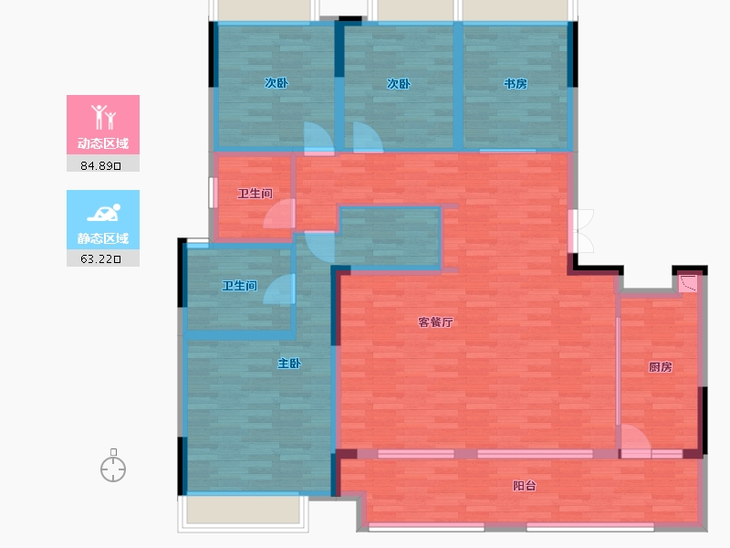 重庆-重庆市-樾千山13号楼,14号楼,15号楼套内139m²-132.15-户型库-动静分区