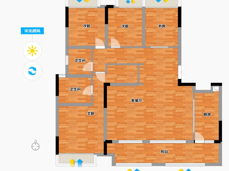 重庆-重庆市-樾千山13号楼,14号楼,15号楼套内139m²-132.15-户型库-采光通风