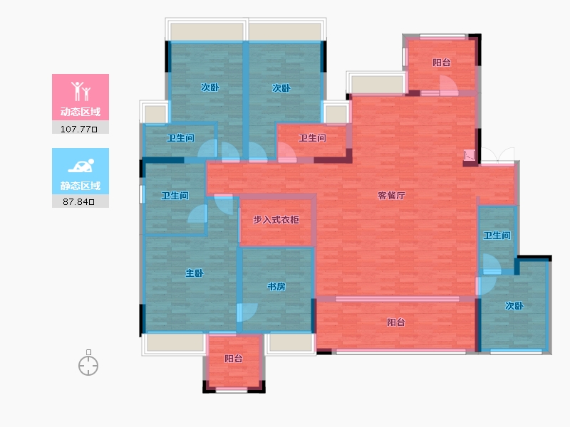 重庆-重庆市-约克郡北区套内181m²-174.97-户型库-动静分区