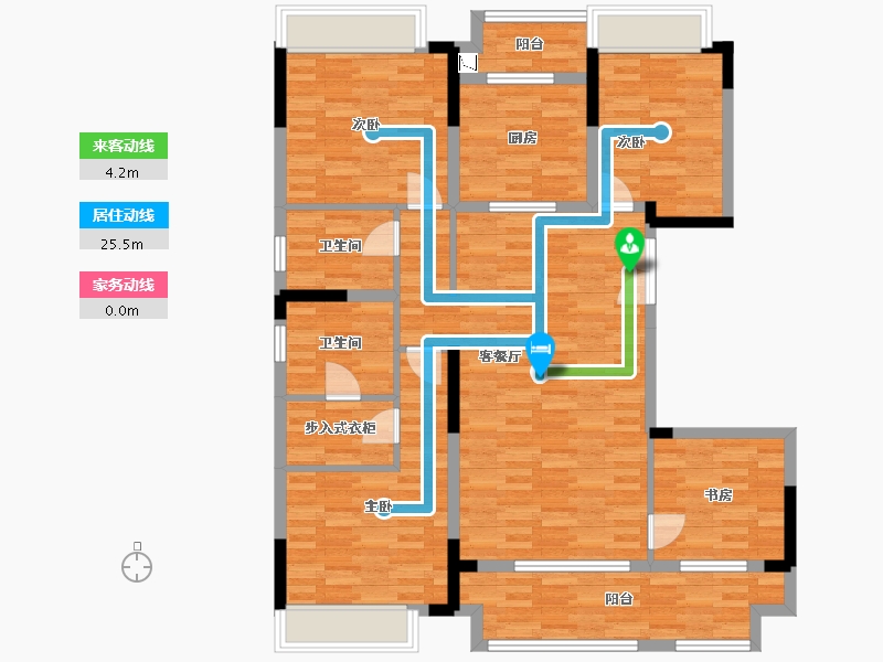 重庆-重庆市-樾千山12号楼,洋房16,13号楼套内125m²-117.20-户型库-动静线