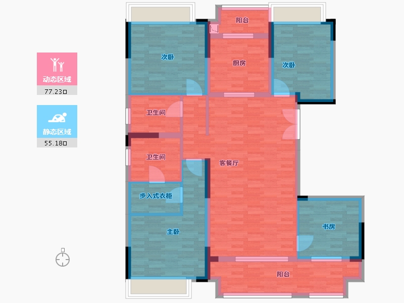 重庆-重庆市-樾千山12号楼,洋房16,13号楼套内125m²-117.20-户型库-动静分区