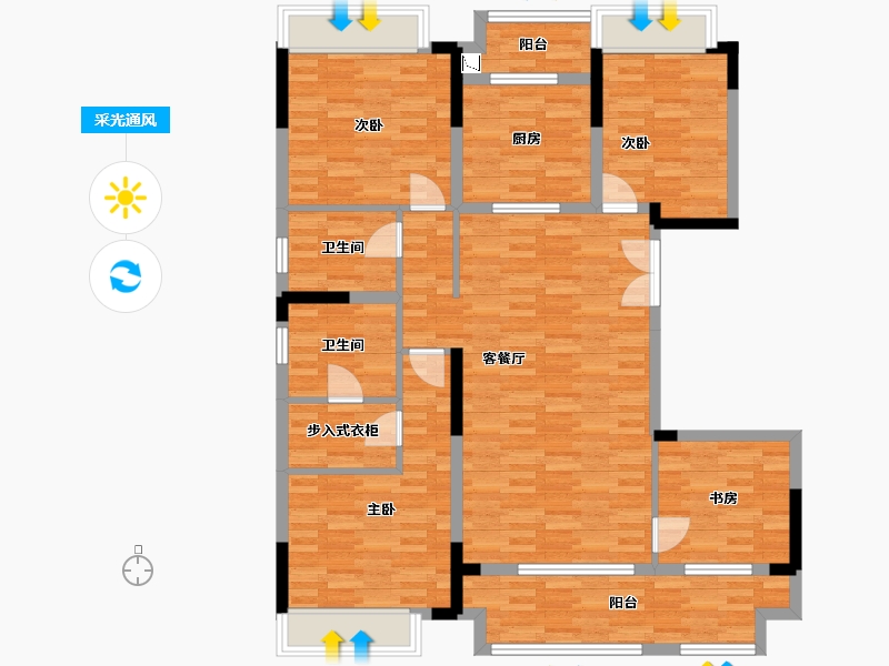 重庆-重庆市-樾千山12号楼,洋房16,13号楼套内125m²-117.20-户型库-采光通风