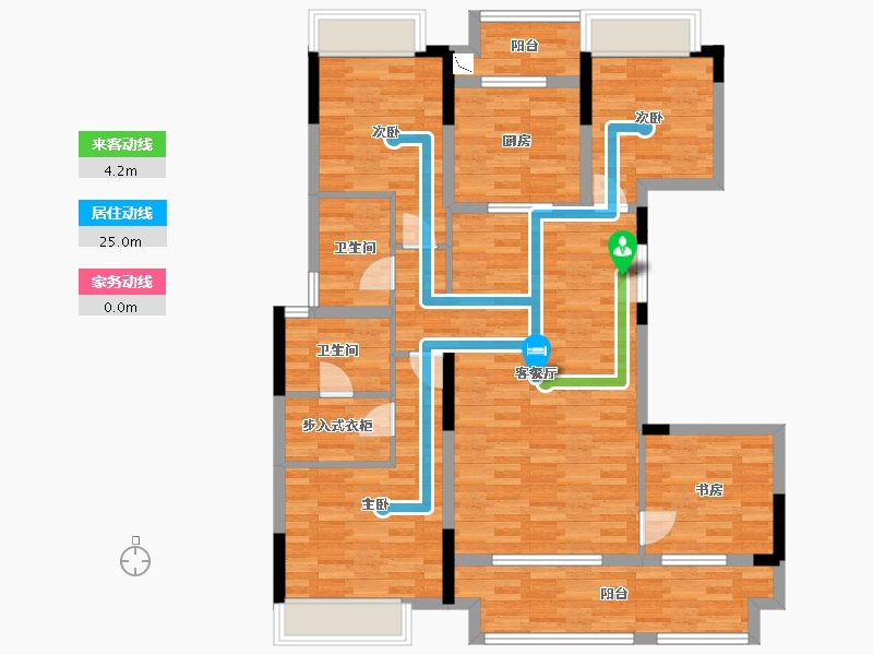 重庆-重庆市-樾千山12号楼,洋房16套内117m²-111.47-户型库-动静线