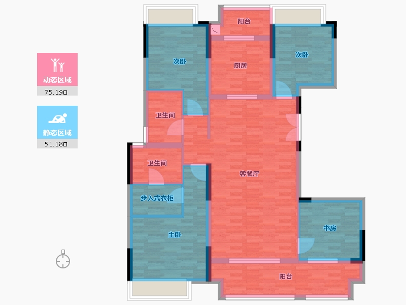 重庆-重庆市-樾千山12号楼,洋房16套内117m²-111.47-户型库-动静分区