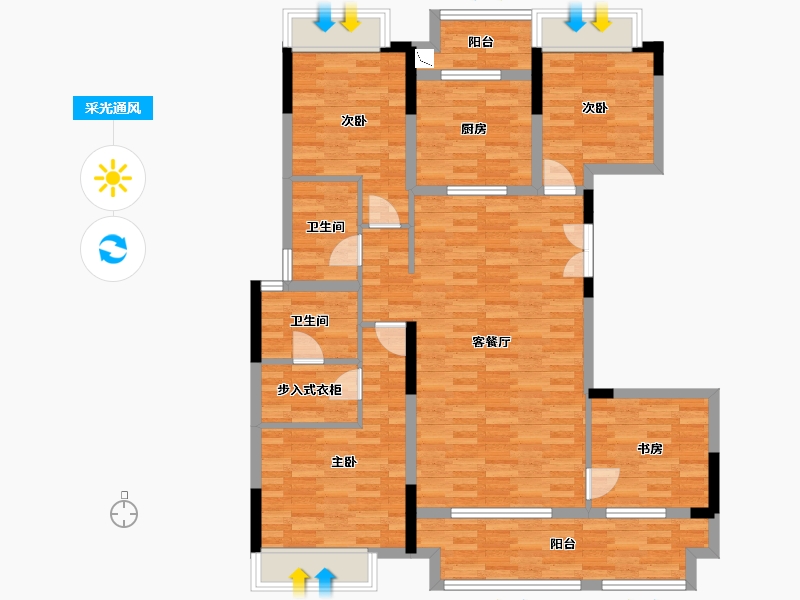 重庆-重庆市-樾千山12号楼,洋房16套内117m²-111.47-户型库-采光通风