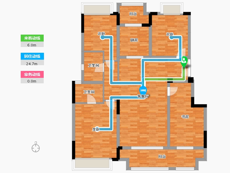 重庆-重庆市-樾千山12号楼,洋房16,13号楼套内129m²-121.66-户型库-动静线