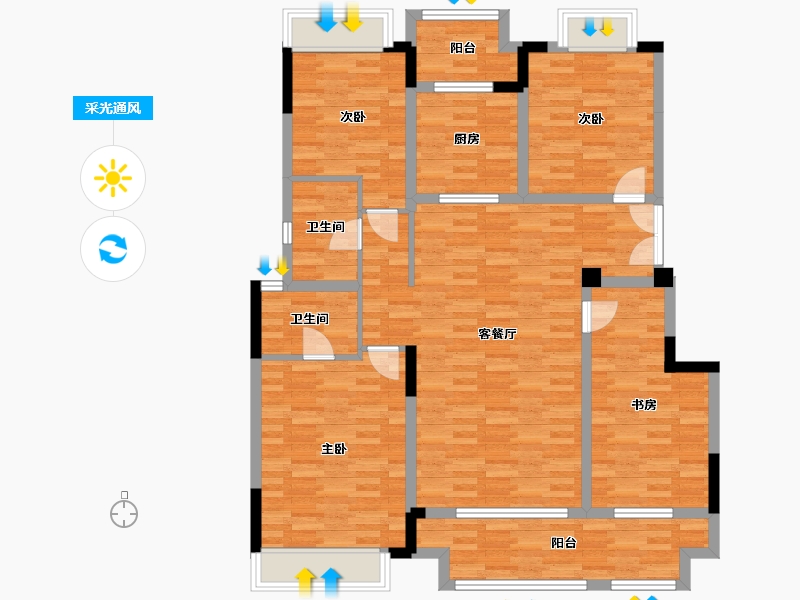 重庆-重庆市-樾千山12号楼,洋房16,13号楼套内129m²-121.66-户型库-采光通风