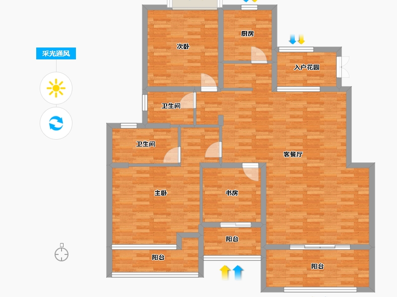 重庆-重庆市-香林豪郡2期套内121m²-121.00-户型库-采光通风