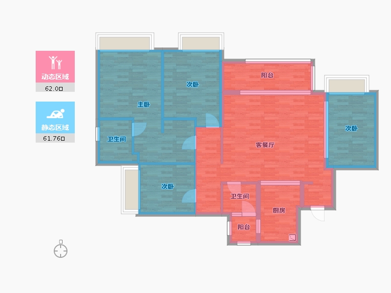 重庆-重庆市-万科金开悦府8号地块1号楼,8号地块9号楼,9号地块3号楼套内110m²-110.00-户型库-动静分区