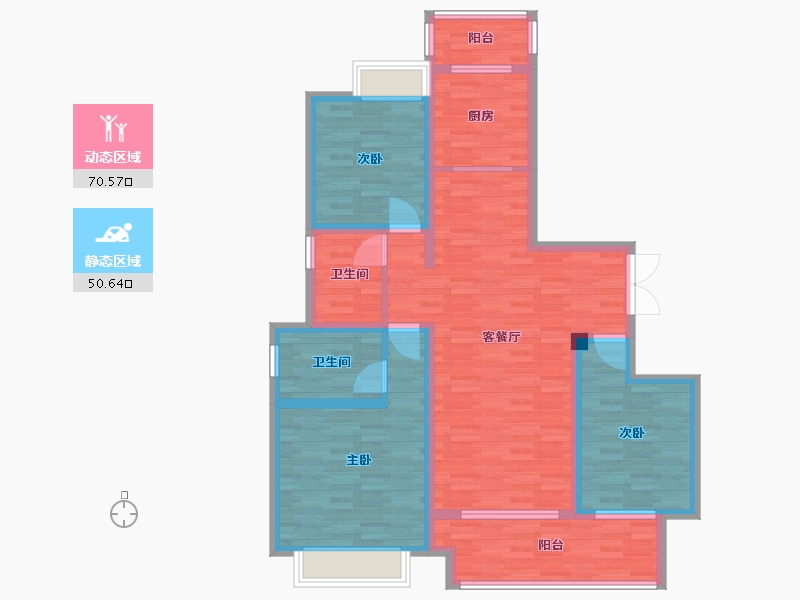 重庆-重庆市-首地江山赋二期3,二期3号地块1,二期3号地块2套内107m²-107.01-户型库-动静分区