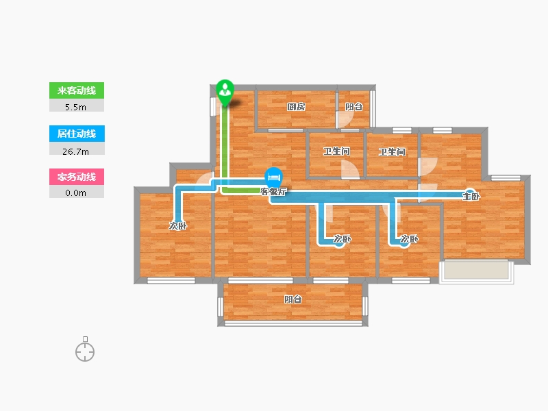 重庆-重庆市-金科禹洲府5号地块1号楼,5号地块2号楼,3-2号地块2号楼套内106m²-102.16-户型库-动静线