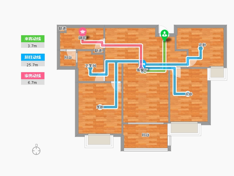 重庆-重庆市-恒大御府套内85m²-85.00-户型库-动静线