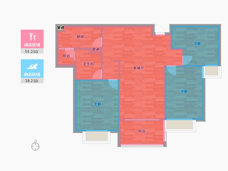 重庆-重庆市-恒大御府套内85m²-85.00-户型库-动静分区