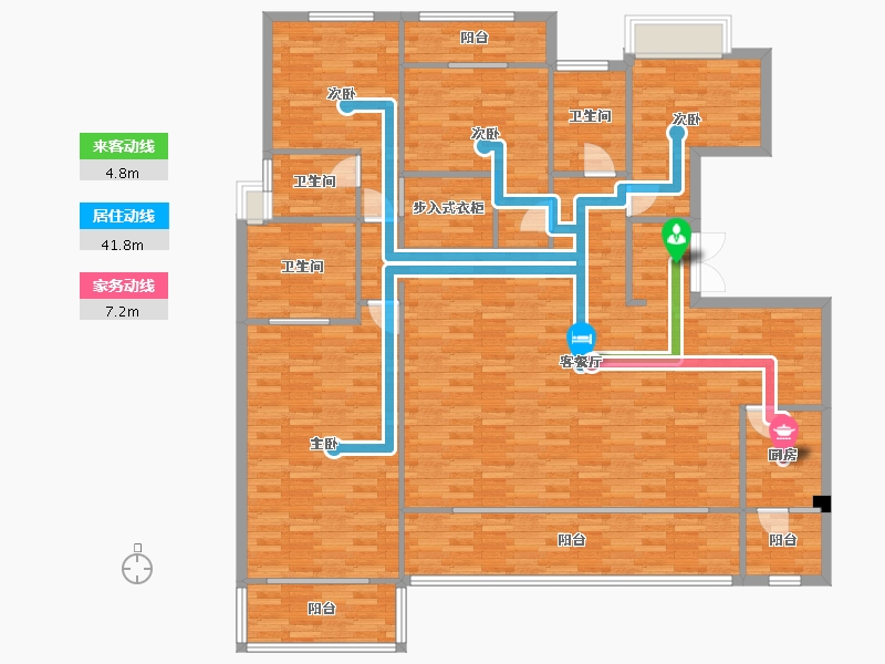 重庆-重庆市-华侨城嘉陵江天洋房9号楼套内174m²-173.99-户型库-动静线