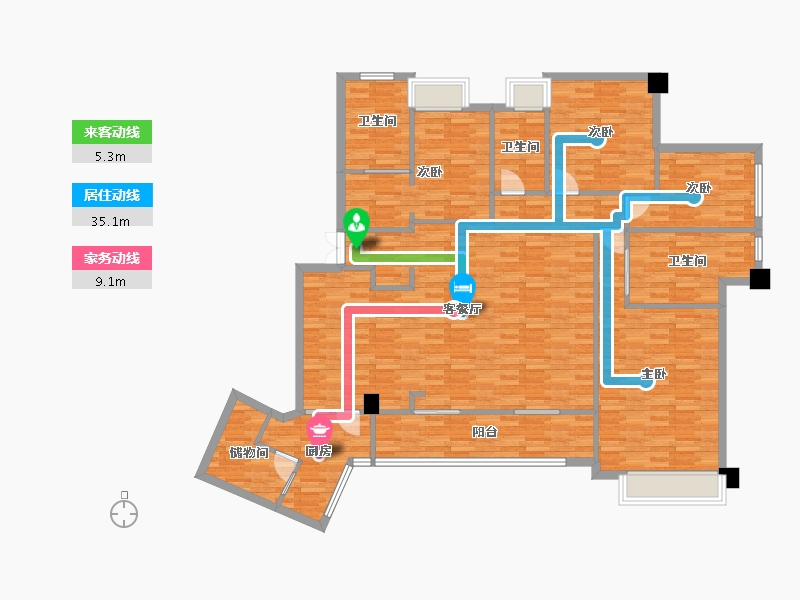 重庆-重庆市-华侨城嘉陵江天高层2号楼套内158m²-157.96-户型库-动静线