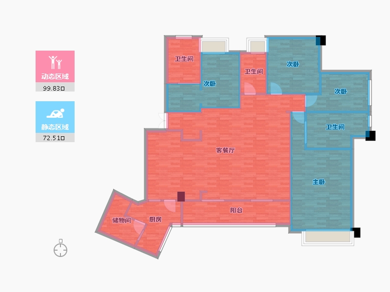 重庆-重庆市-华侨城嘉陵江天高层2号楼套内158m²-157.96-户型库-动静分区