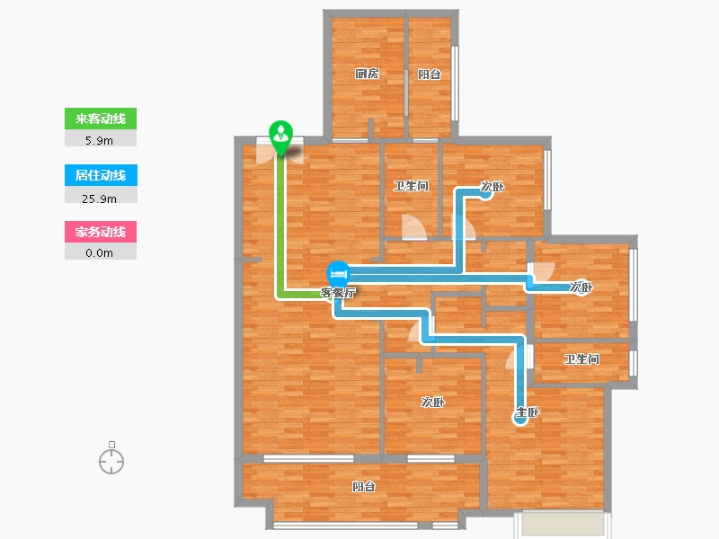 重庆-重庆市-华侨城嘉陵江天高层2号楼套内139m²-137.35-户型库-动静线