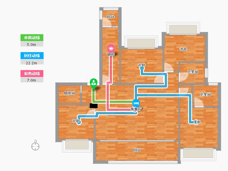 重庆-重庆市-北辰悦来壹号套内141㎡-103.83-户型库-动静线