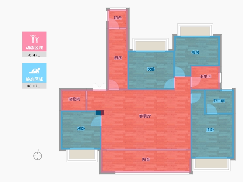 重庆-重庆市-北辰悦来壹号套内141㎡-103.83-户型库-动静分区