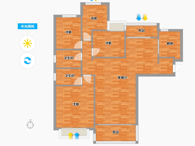 重庆-重庆市-恒大御府套内115m²-110.27-户型库-采光通风