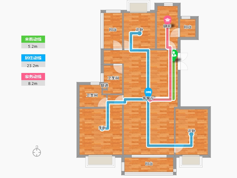 重庆-重庆市-恒大御府套内108m²-108.10-户型库-动静线