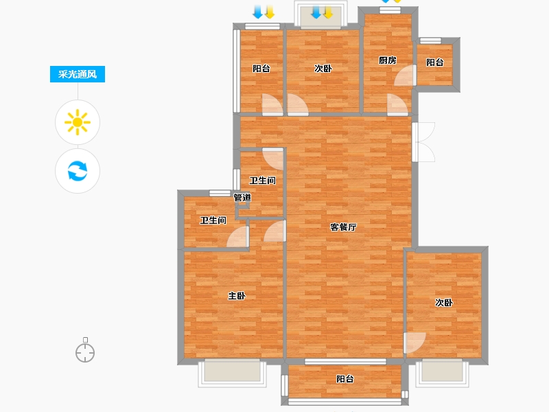 重庆-重庆市-恒大御府套内108m²-108.10-户型库-采光通风