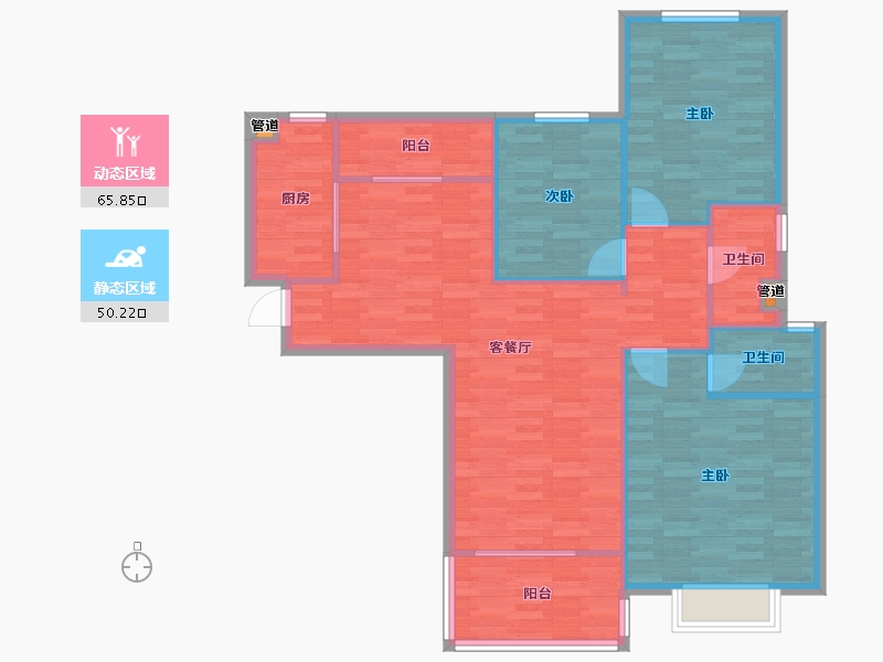 重庆-重庆市-恒大御府套内106m²-106.00-户型库-动静分区