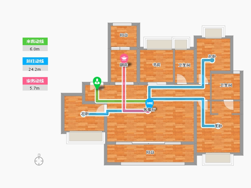 重庆-重庆市-中央雲璟3号地块2号楼套内112m²-112.00-户型库-动静线