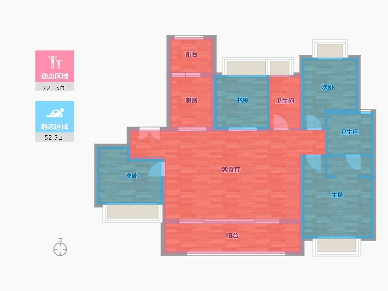 重庆-重庆市-中央雲璟3号地块2号楼套内112m²-112.00-户型库-动静分区