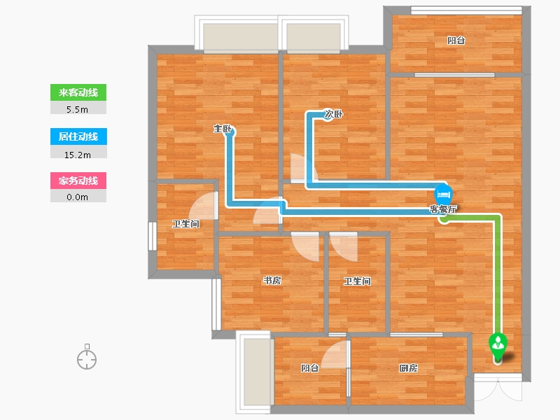 重庆-重庆市-中伦金海岸套内88m²-90.12-户型库-动静线