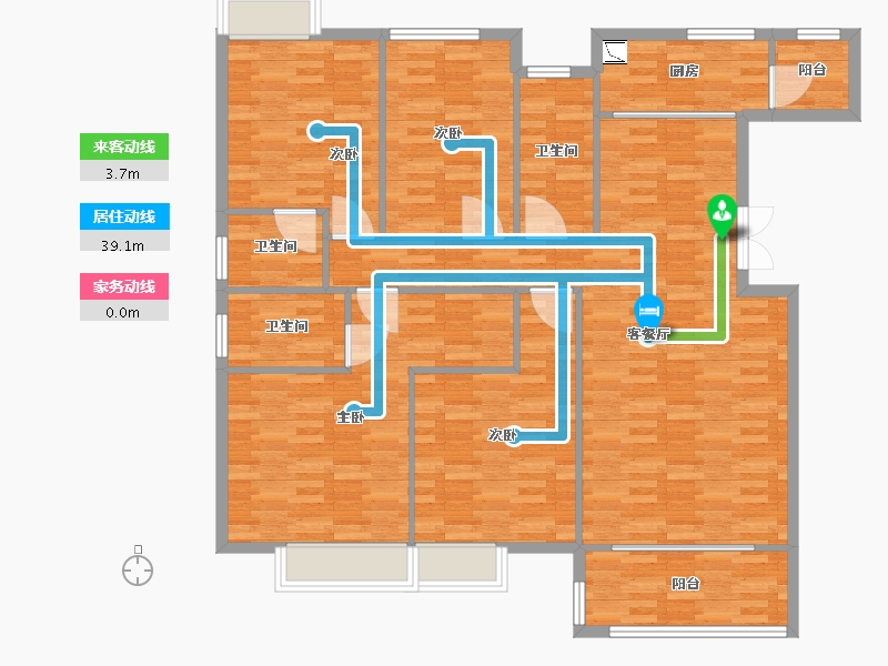 重庆-重庆市-中伦金海岸10号楼套内136m²-136.00-户型库-动静线