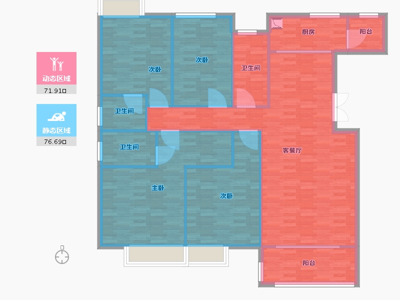 重庆-重庆市-中伦金海岸10号楼套内136m²-136.00-户型库-动静分区