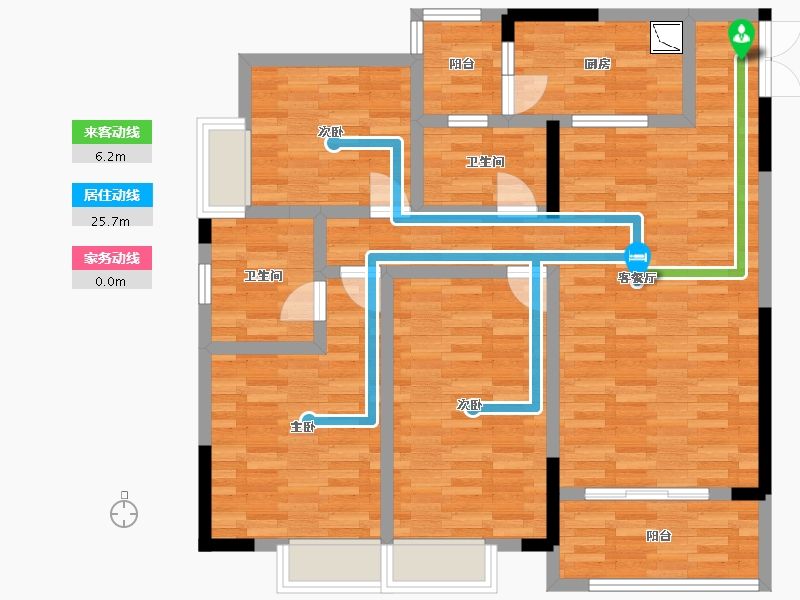 重庆-重庆市-中伦金海岸套内107m²-99.73-户型库-动静线