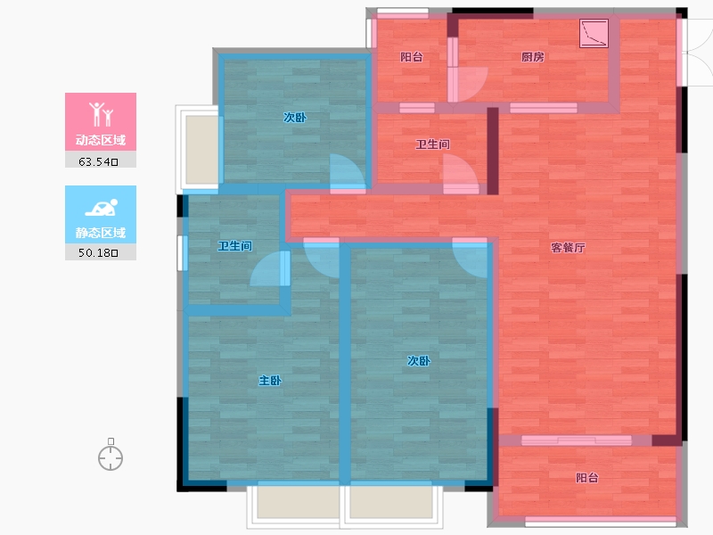 重庆-重庆市-中伦金海岸套内107m²-99.73-户型库-动静分区