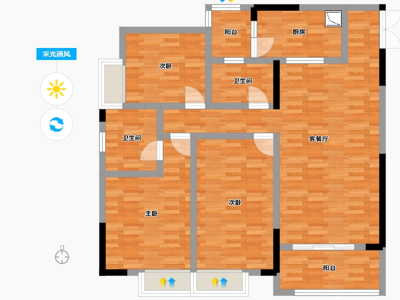 重庆-重庆市-中伦金海岸套内107m²-99.73-户型库-采光通风