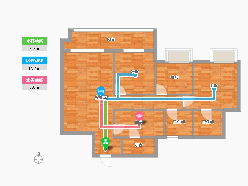 重庆-重庆市-招商雍璟城套内83m²-79.41-户型库-动静线