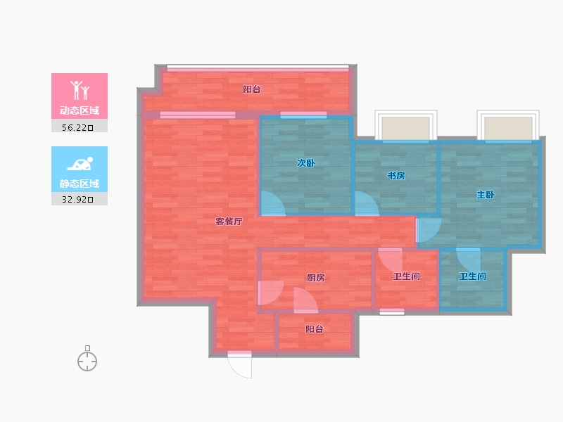 重庆-重庆市-招商雍璟城套内83m²-79.41-户型库-动静分区