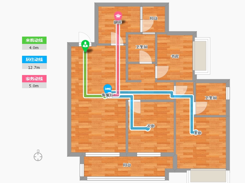 重庆-重庆市-招商雍璟城套内83m²-78.15-户型库-动静线