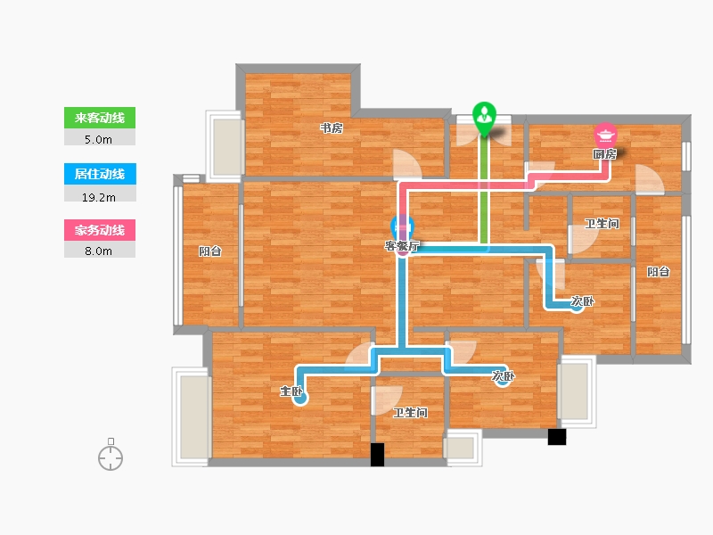 重庆-重庆市-招商雍璟城洋房9号楼套内109m²-105.39-户型库-动静线