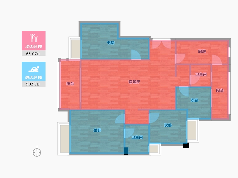 重庆-重庆市-招商雍璟城洋房9号楼套内109m²-105.39-户型库-动静分区