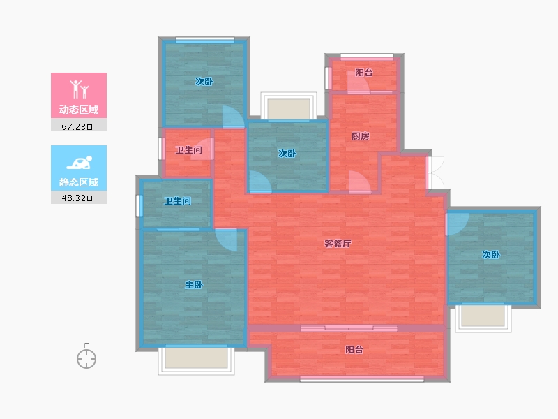 重庆-重庆市-新城朗隽大都会二期5号楼,二期8号楼套内115m²-105.16-户型库-动静分区