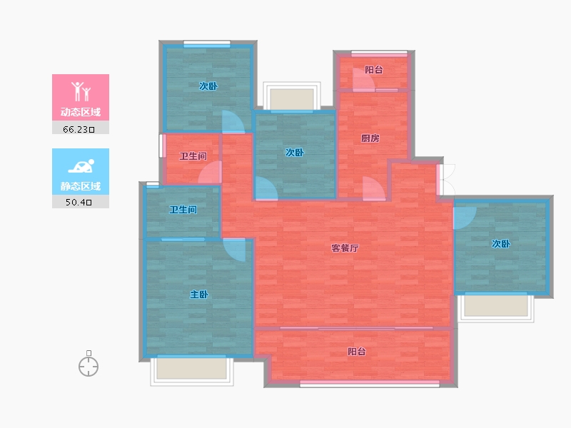 重庆-重庆市-新城朗隽大都会套内108m²-106.18-户型库-动静分区