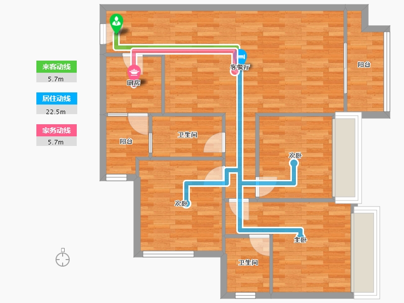 重庆-重庆市-象屿观悦府南2幢,南1幢套内83m²-83.00-户型库-动静线