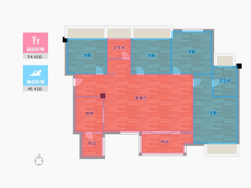 重庆-重庆市-象屿观悦府3号楼套内92m²-92.01-户型库-动静分区