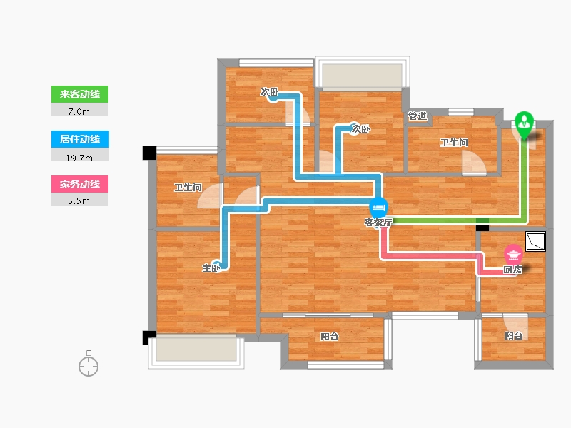 重庆-重庆市-象屿观悦府2号楼套内83m²-83.01-户型库-动静线