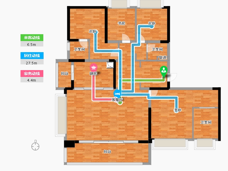 重庆-重庆市-万科翡翠公园高层5号楼,高层7号楼,高层6号楼套内168m²-152.85-户型库-动静线